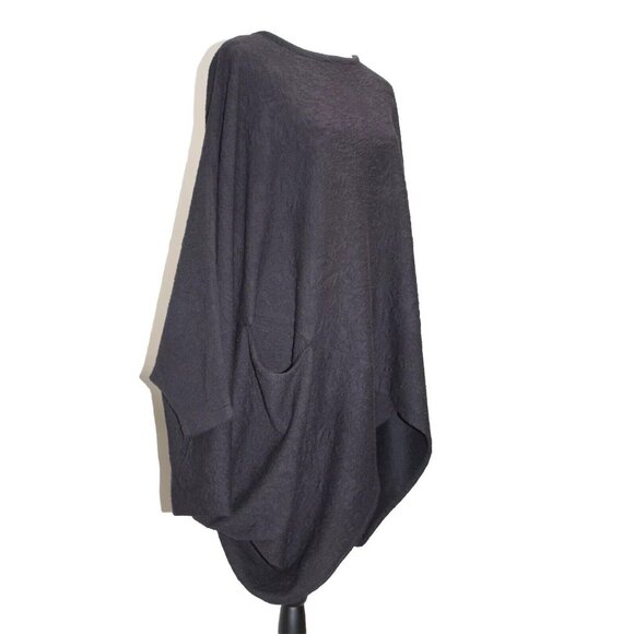Kadem Sasson Sweater Poncho Cape Lagenlook black Pullover Pocket Israel One Size - Picture 3 of 7
